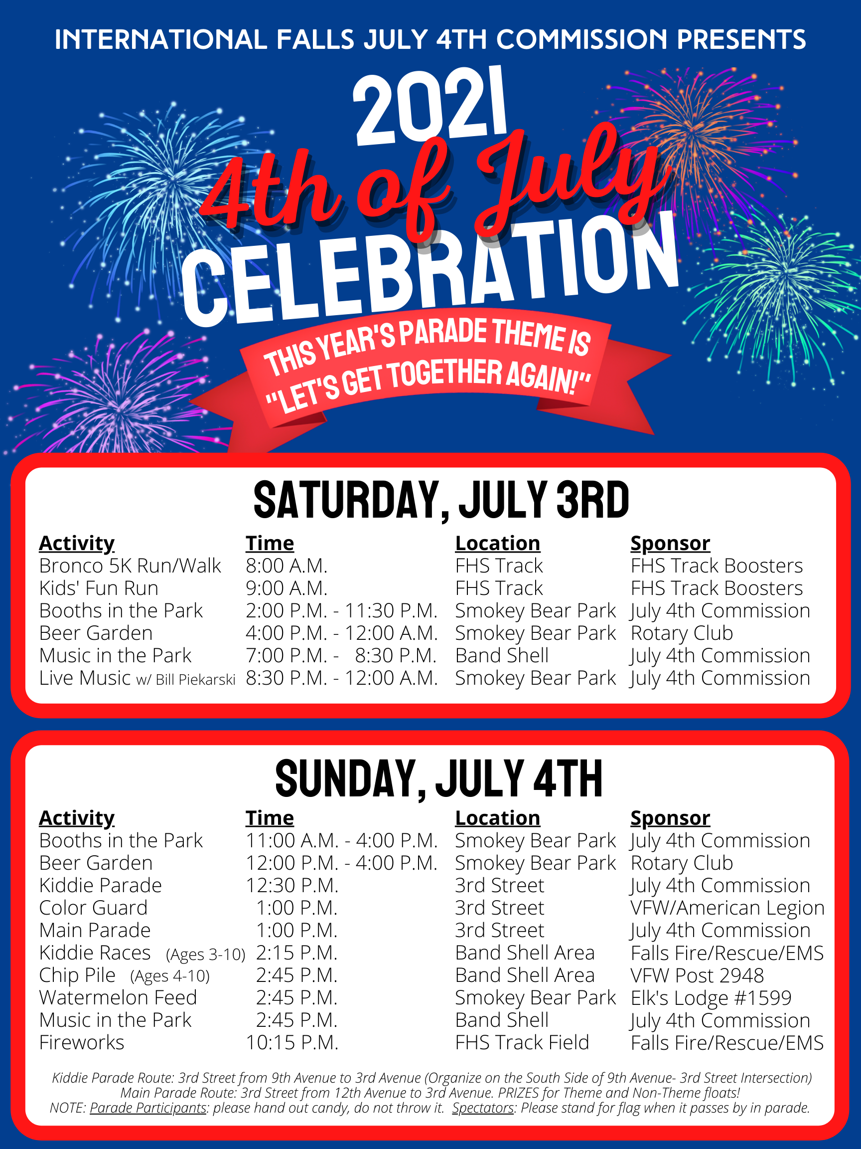 2021 July 4th Celebration Schedule of Events – City of International