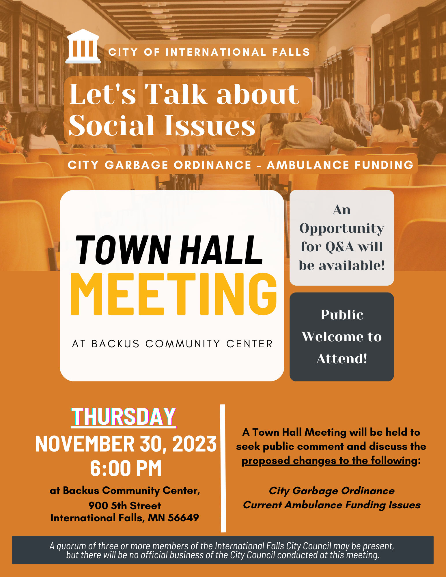 NOTICE- Town Hall Meeting – Thursday, November 30, 2023 – City of ...